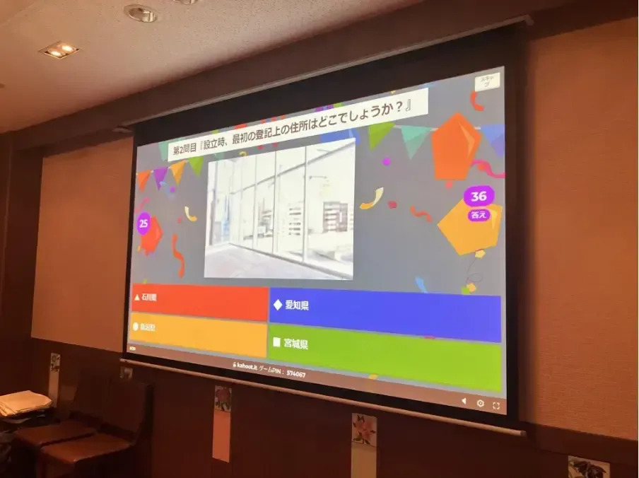 スクリーンに映し出されたクイズの出題画面